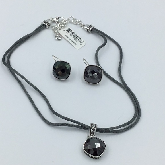 Brighton Jewelry - Brighton Venus Burgundy Choker Earrings Set NEW